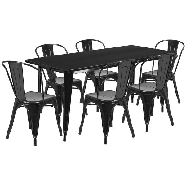 Rectangle Black Metal Table Set, 31-1/2
