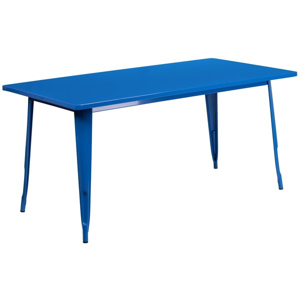 Rectangle Blue Metal Table Set, 31-1/2