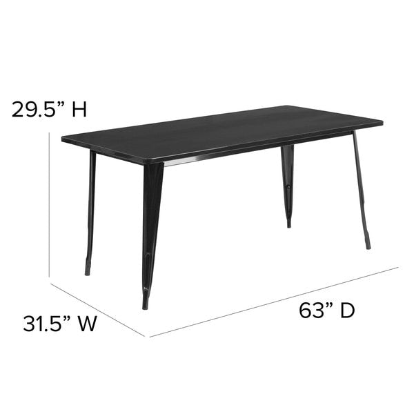 Rectangle Red Metal Table Set, 31.5SQ, 31.5