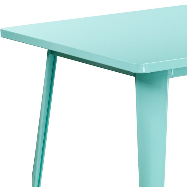 Rectangle Mint Green Metal Table, 31-1/2
