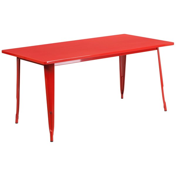 Rectangle Red Metal Table, 31-1/2