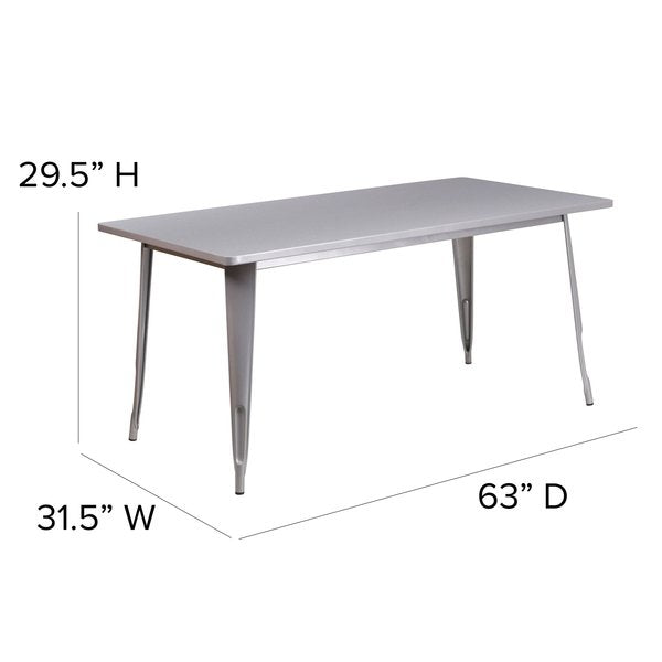 Rectangle Silver Metal Table, 31-1/2