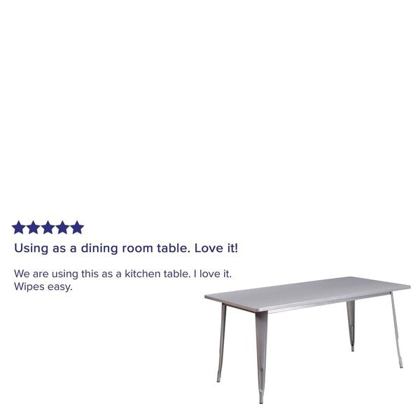 Rectangle Silver Metal Table, 31-1/2
