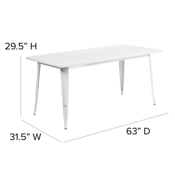 Rectangle White Metal Table, 31-1/2