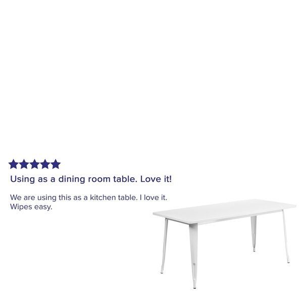 Rectangle White Metal Table, 31-1/2