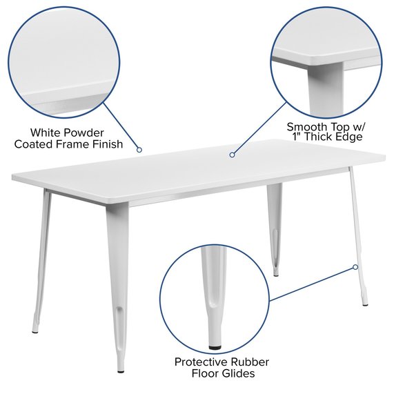 Rectangle White Metal Table, 31-1/2
