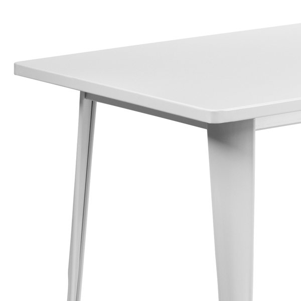 Rectangle White Metal Table, 31-1/2