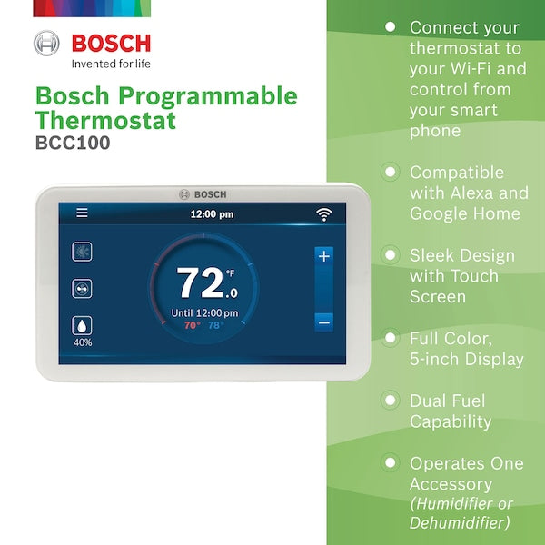 WiFi Thermostat, 7 Programs, 2 H 2 C, Wall Mount, Hardwired, 24VAC