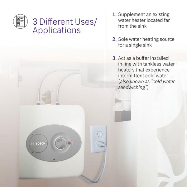 Point-of-Use Water Heater, Wall Mount, 120V AC, 4 gal, 1,440 W, Single Phase, 12.25 in H