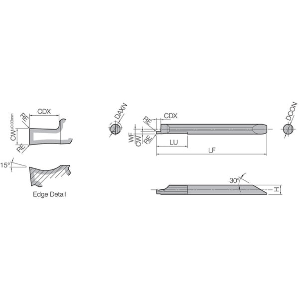 Micro Face Grooving Bar, PVD Carbide