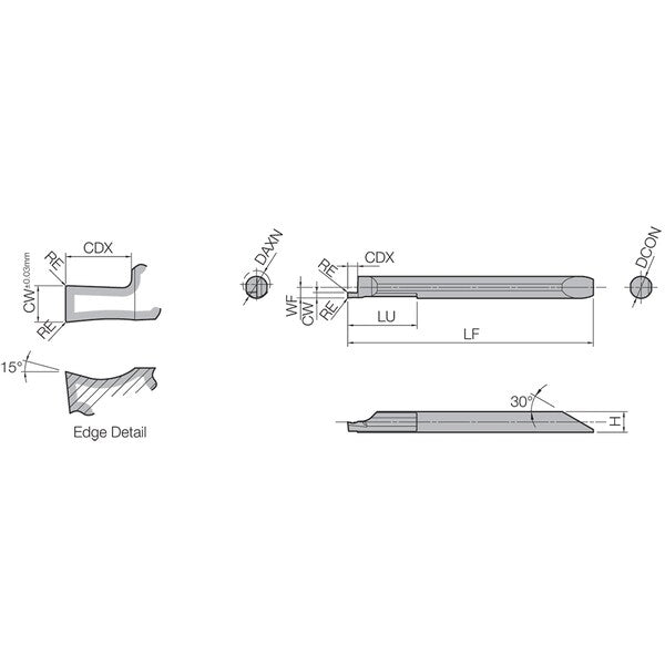 Micro Face Grooving Bar, PVD Carbide