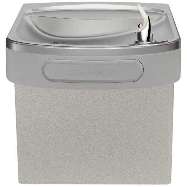 Single Drinking Fountain, On-Wall, Non-Filtered, Refrigerated, Front Pushbar, 19-7/8 in H, Gray