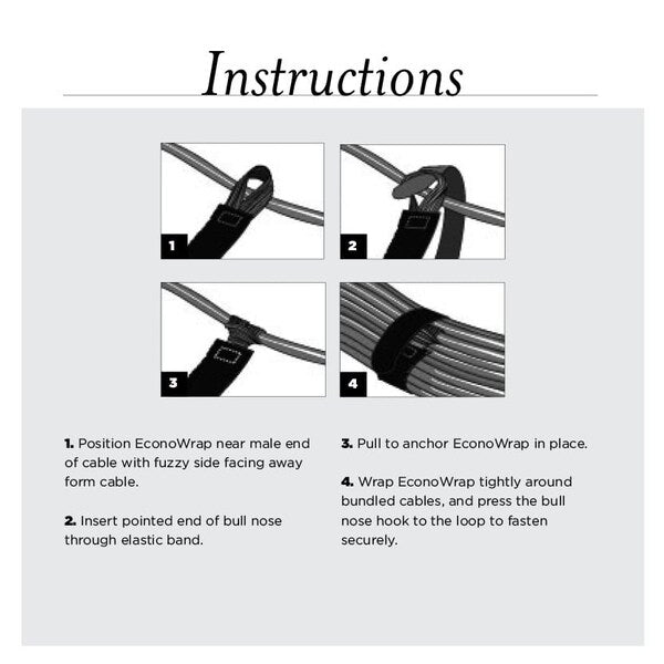 Back-to-Back Strap, No Adhesive, 7 in, 3/4 in Wd, Black, 20 PK
