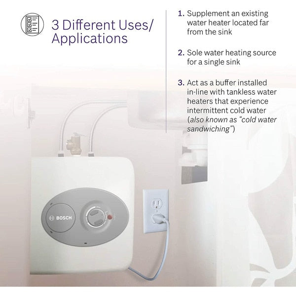 Point-of-Use Water Heater, Wall Mount, 120V AC, 2.7 gal, 1,440 W, Single Phase, 10.25 in H