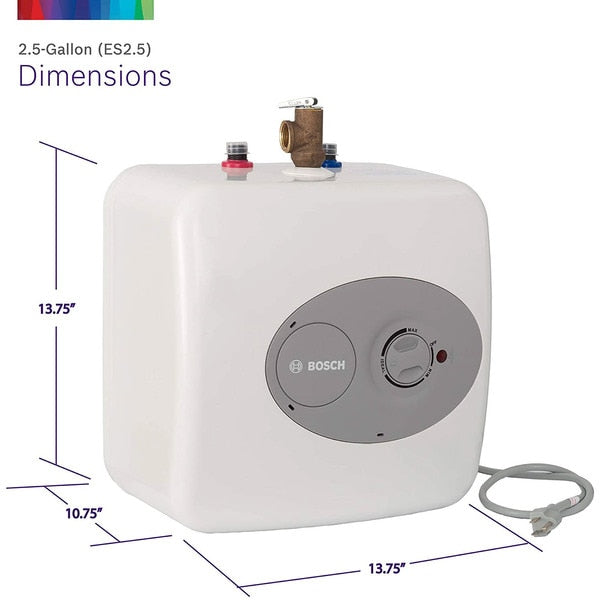 Point-of-Use Water Heater, Wall Mount, 120V AC, 2.7 gal, 1,440 W, Single Phase, 10.25 in H