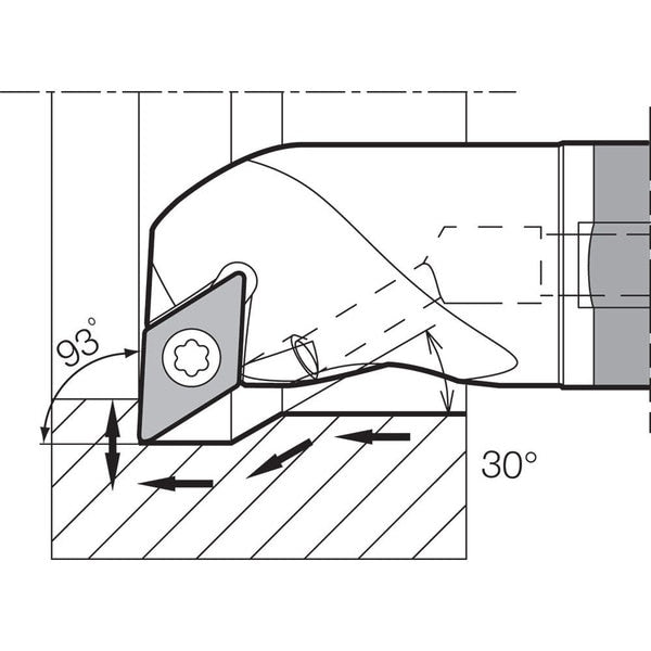 Boring Bar, Positive Rake, Right-Hand