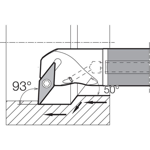 Boring Bar, Positive Rake, Right-Hand