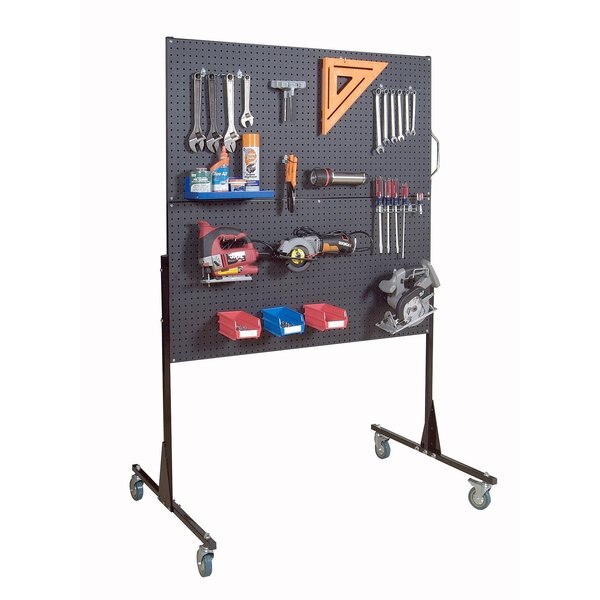 50 In. W Mobile Stand-Alone Pegboard Unit with 4 Black ABS Textured Finish DuraBoard Pegboards