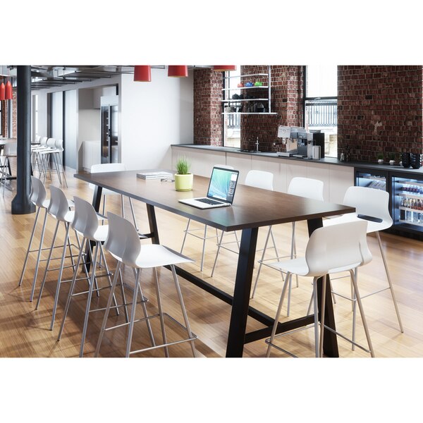 Rectangle KFI Midtown 3.5 x 10 FT Conference Table, Walnut Finish, Bistro Height, 42 W, 120 L, 41 H
