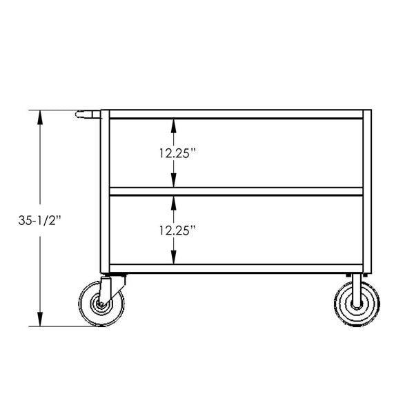 Flush-Top Utility Car, Three Shelf, 24x48