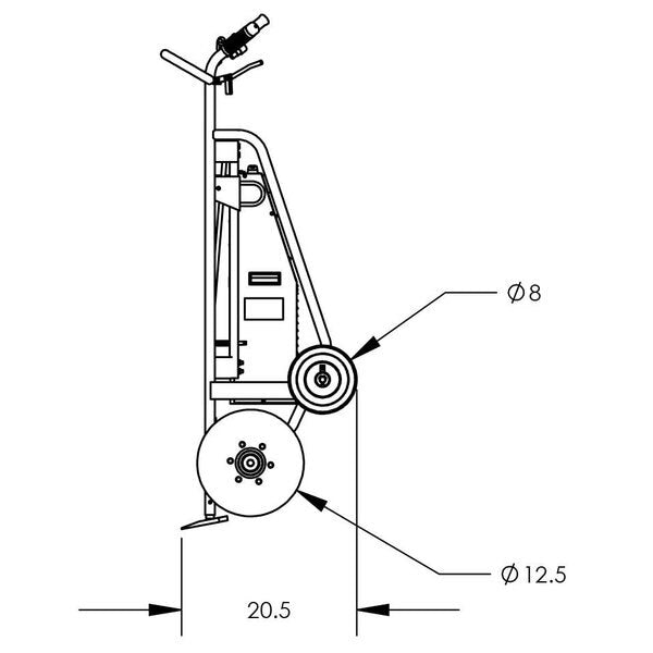 Powered Hand Truck, 800 lb, w/Pneumatic Wh