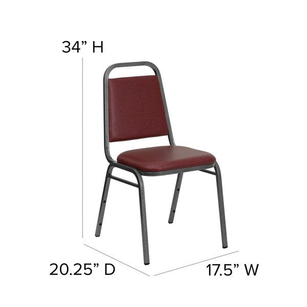 BurgundyBanquet Chair, 20 1/4 inW20 1/4 inL34 inH, Fixed, VinylSeat