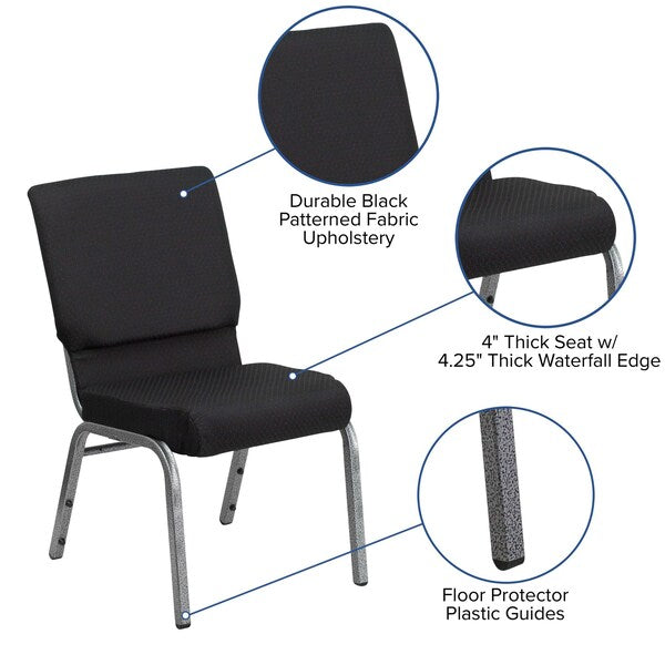 BlackChurch Chair, 25 inW25 inL33 1/4 inH, Fixed, FabricSeat