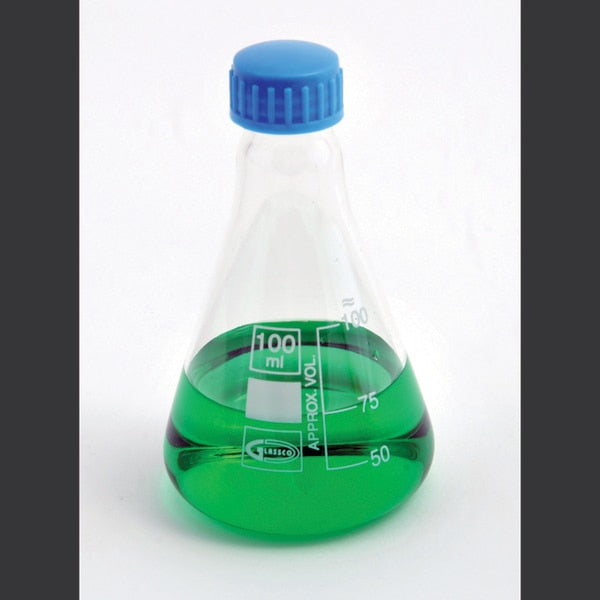 Erlenmeyer Flask, W/Screw Cap, Boro, PK 6