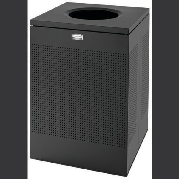 50 gal. Square Trash Can, Black, None, Steel