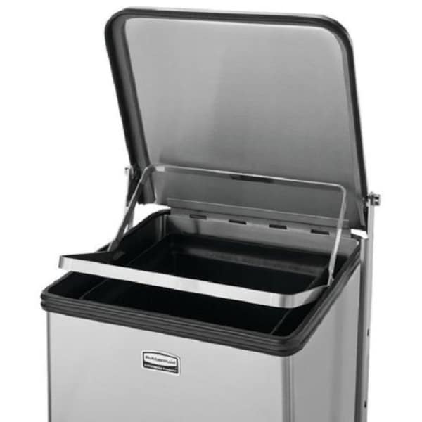 40 gal Square Step Can, Stainless Steel, 21 in Dia, Stainless Steel