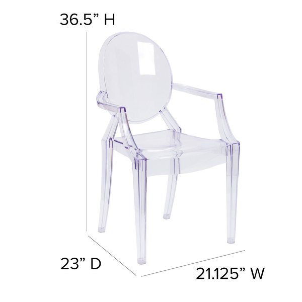 Shirley Ghost Chair with Arms in Transparent Crystal