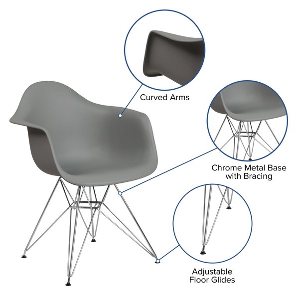 Moss Gray Chair, 24.5 W 25