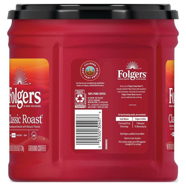 Coffee, Caffeinated, Classic Roast, 2.25 lb Canister, Medium, Ground