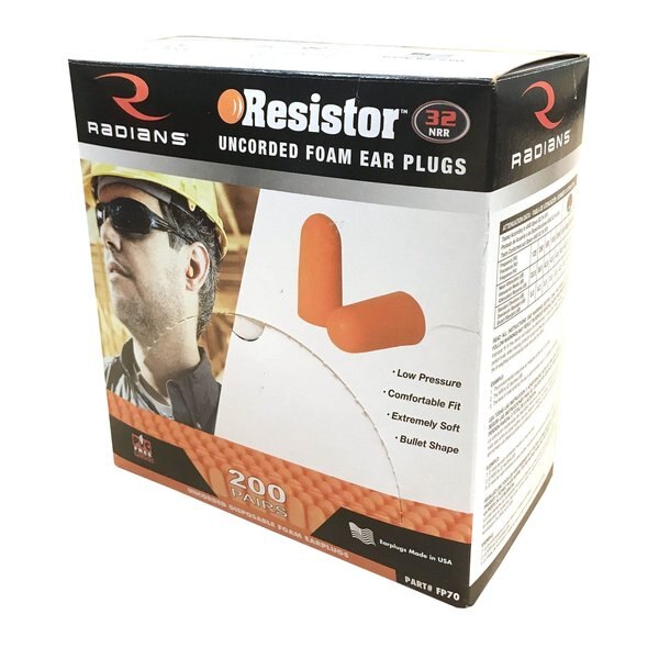 Disposable Uncorded Ear Plugs, Bullet Shape, NRR 32, 1 Pairs, Orange