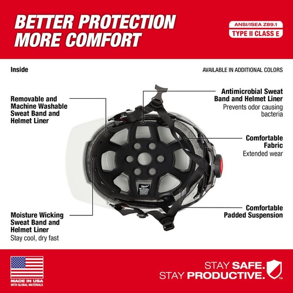 Front Brim Blue Front Brim Safety Helmet - Type 2, Class E, Type 2, Class E