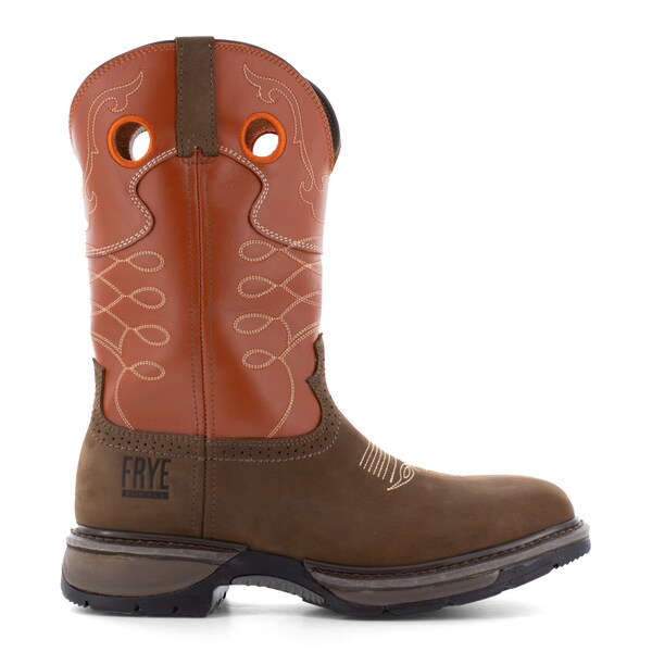 Size 13W Mens Brown Steel Toe 10 in Unlined We, Brown and Burnt Orange