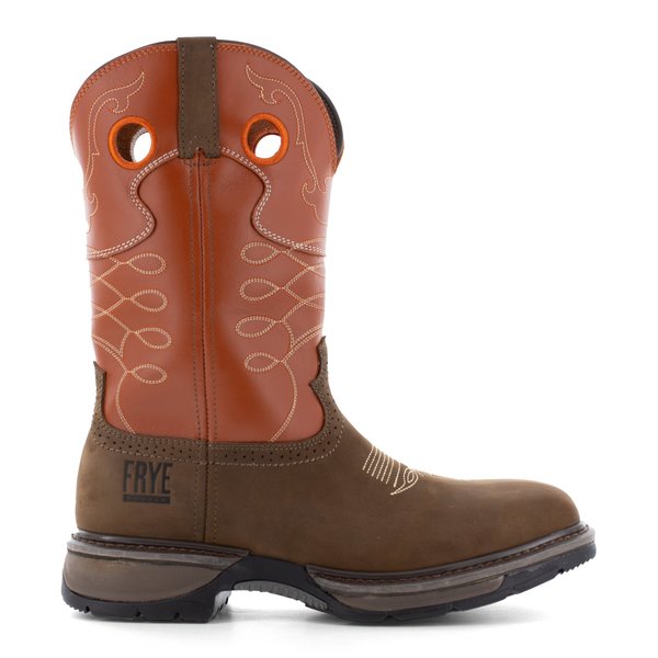 Size 7M Mens Brown Steel Toe 10 in Unlined We, Brown and Burnt Orange