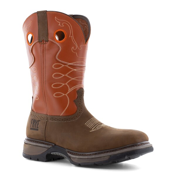 Size 13W Mens Brown Steel Toe 10 in Unlined We, Brown and Burnt Orange
