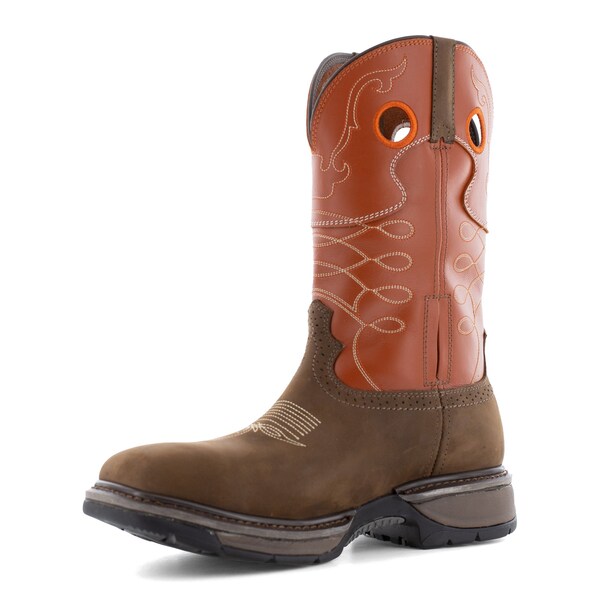 Size 13W Mens Brown Steel Toe 10 in Unlined We, Brown and Burnt Orange