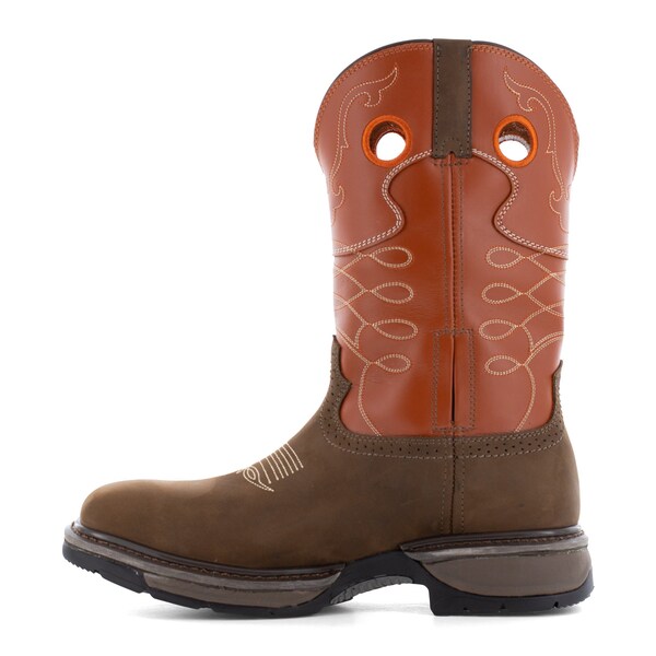 Size 13W Mens Brown Steel Toe 10 in Unlined We, Brown and Burnt Orange