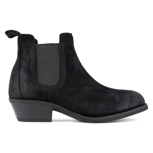 Size 6W Womens Black Steel Toe Chelsea Work, Black