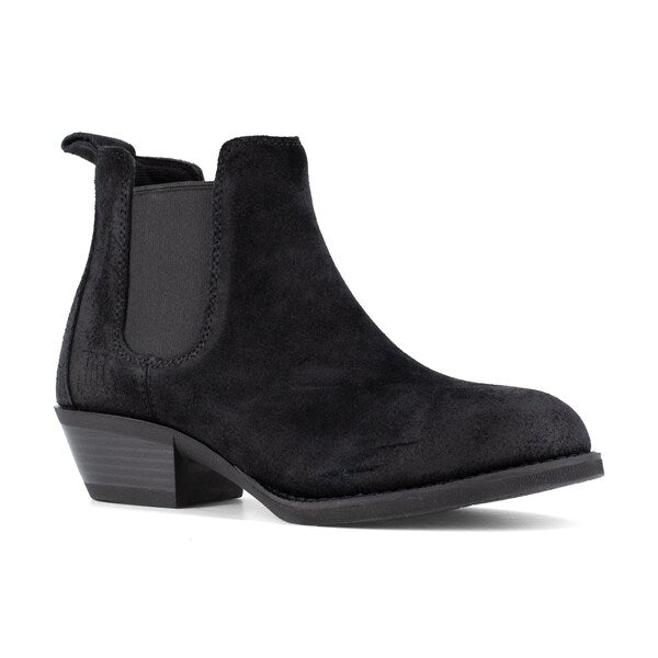 Size 7M Womens Black Steel Toe Chelsea Work, Black