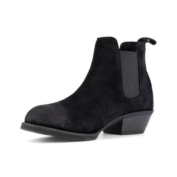 Size 7M Womens Black Steel Toe Chelsea Work, Black