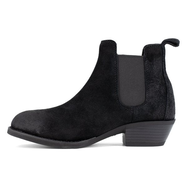 Size 7W Womens Black Steel Toe Chelsea Work, Black