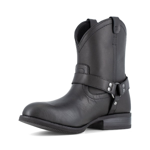 Size 9.5W Womens Black Steel Toe Harness Work, Black