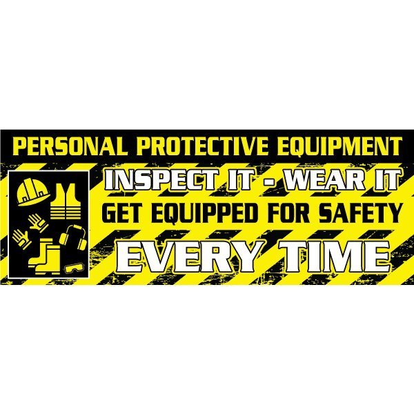 Safety Banner, 13 oz., 3ft.x8ft., PPE Inspect