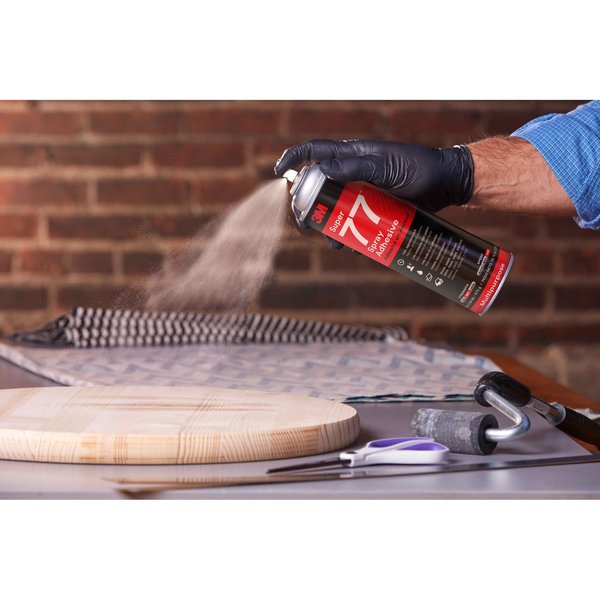 Spray Adhesive, 16.75 fl oz, Aerosol Can, Clear, Super 77