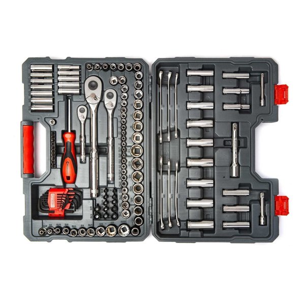 Mechanics Tool Set, 142Pc, 1/4, 3, 8, 1/2