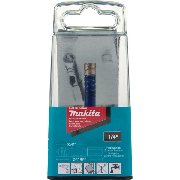 Diamond Drill Bit, Hex Shank 1/4