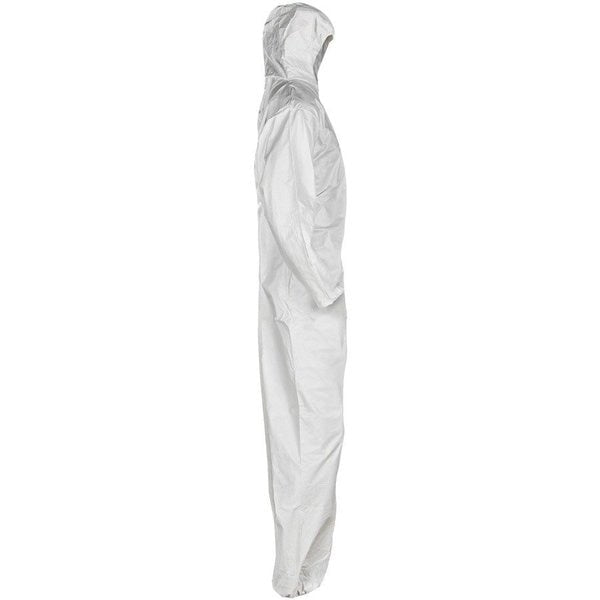 Hooded Disposable Coverall, 25 PK, White, Microforce SMS, Zipper